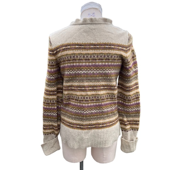 Eddie Bauer Lambswool Fair Isle Knit Cardigan Sweater Size Medium - Picture 8 of 11